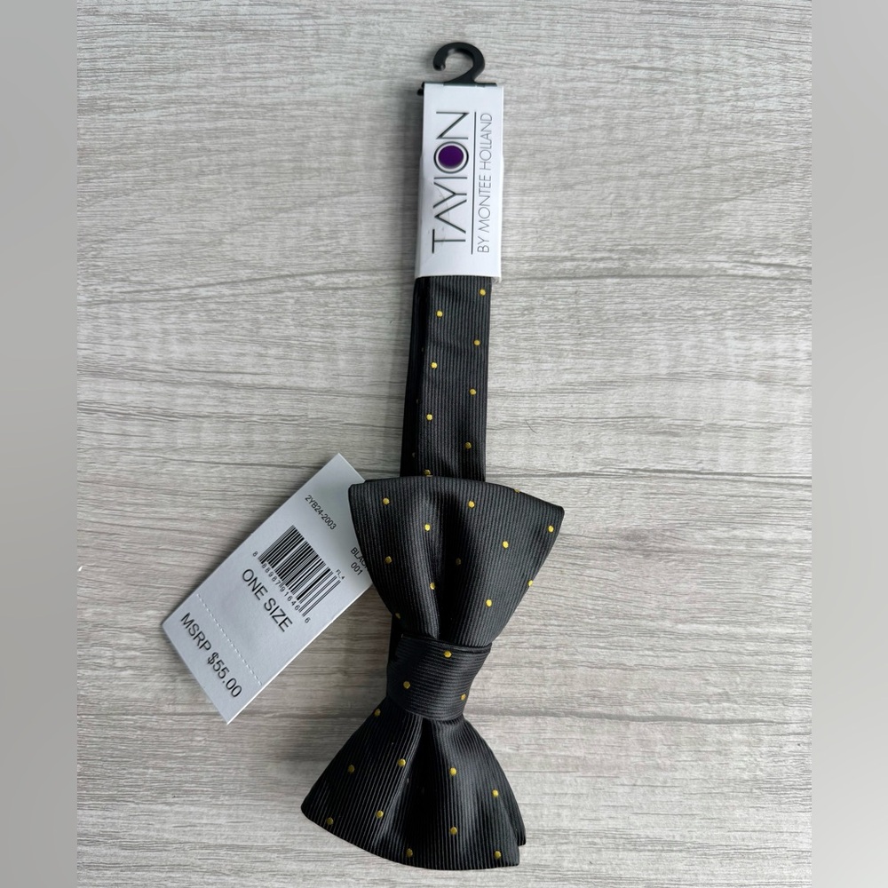 Tayion Collection Men's Black & Gold Dot Tie